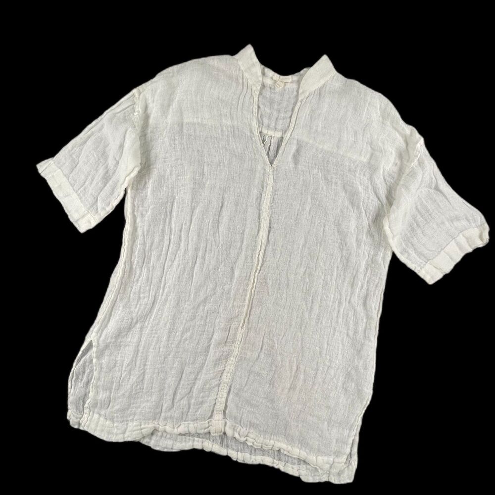 Eileen Fisher Organic Linen White Swim Cover Up Tunic Beach Resort Lagenlook XL